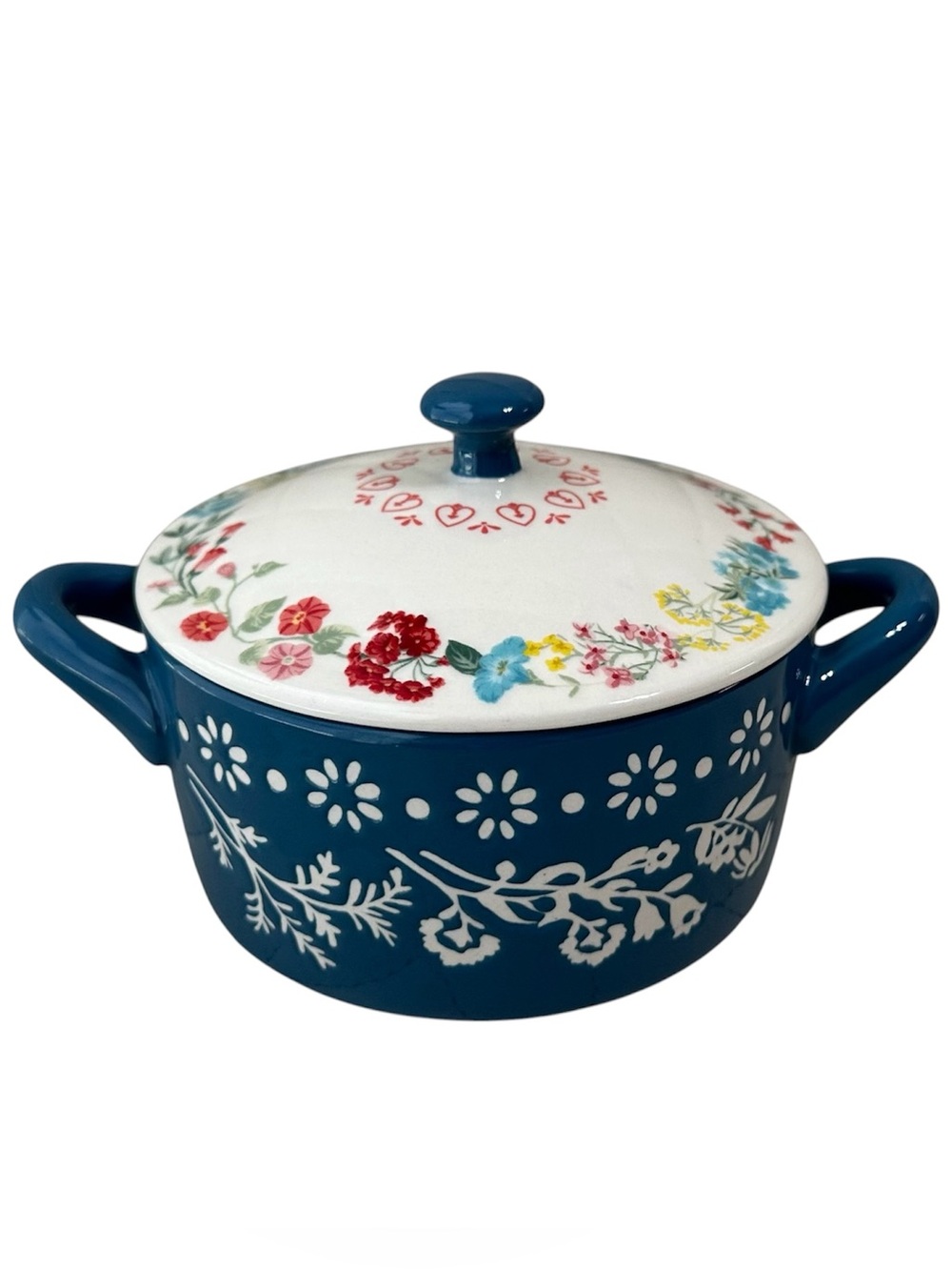 The Pioneer Woman Fancy Flourish round ceramic mini casserole dish